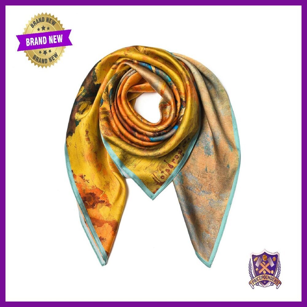 35" Square 100% Pure Mulberry Silk Scarf Lightweight Shawl Head Wrap